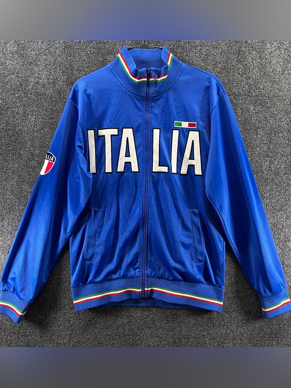 Italia Soccer/Futbol Track Jacket Mens Medium Blue Flag Logo World Cup